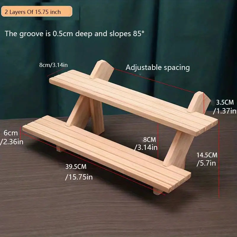 Add a touch of elegance with this handcrafted wooden riser shelf by TM