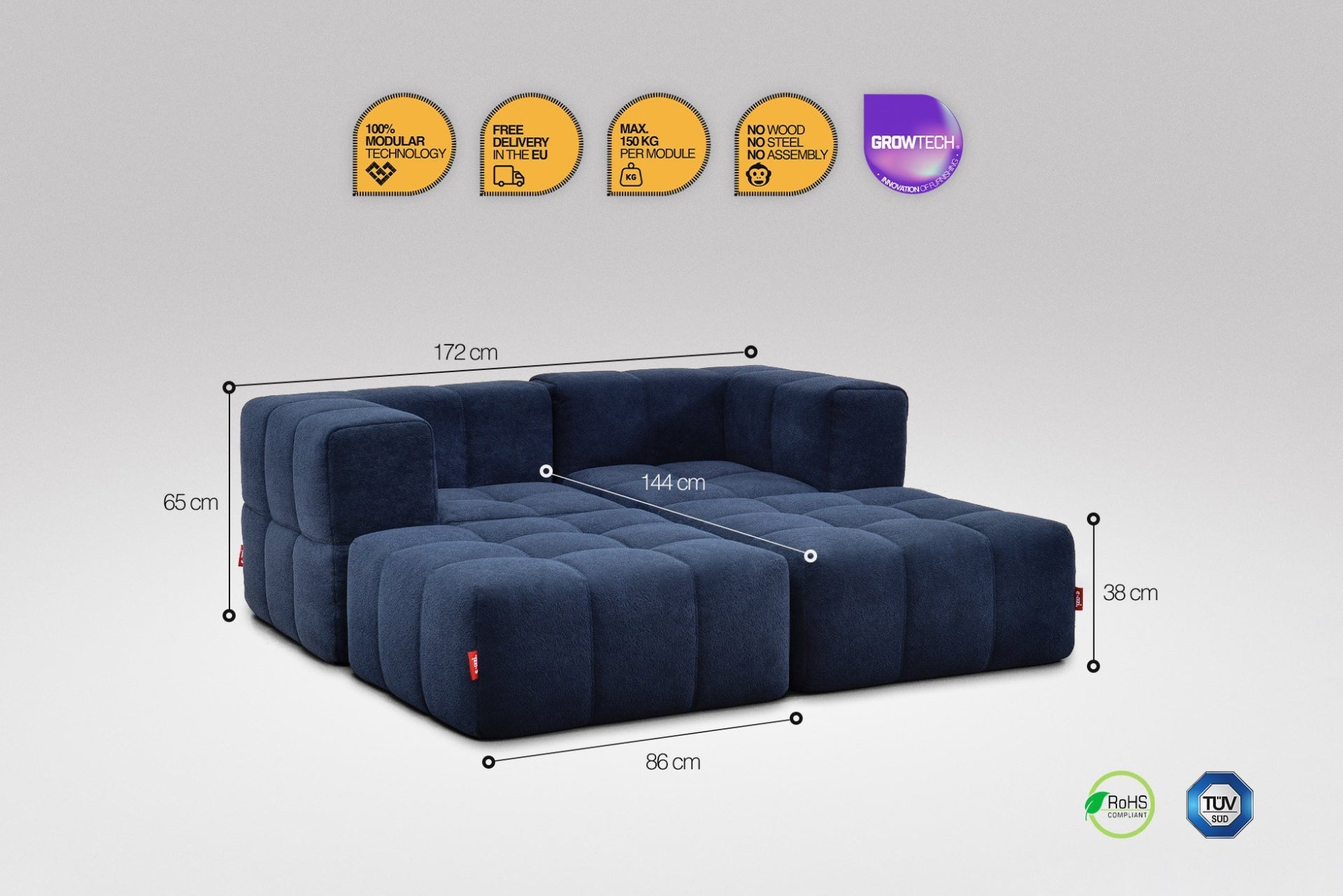 4 Teiliges Modulares Sofa – Blau by Eeazi