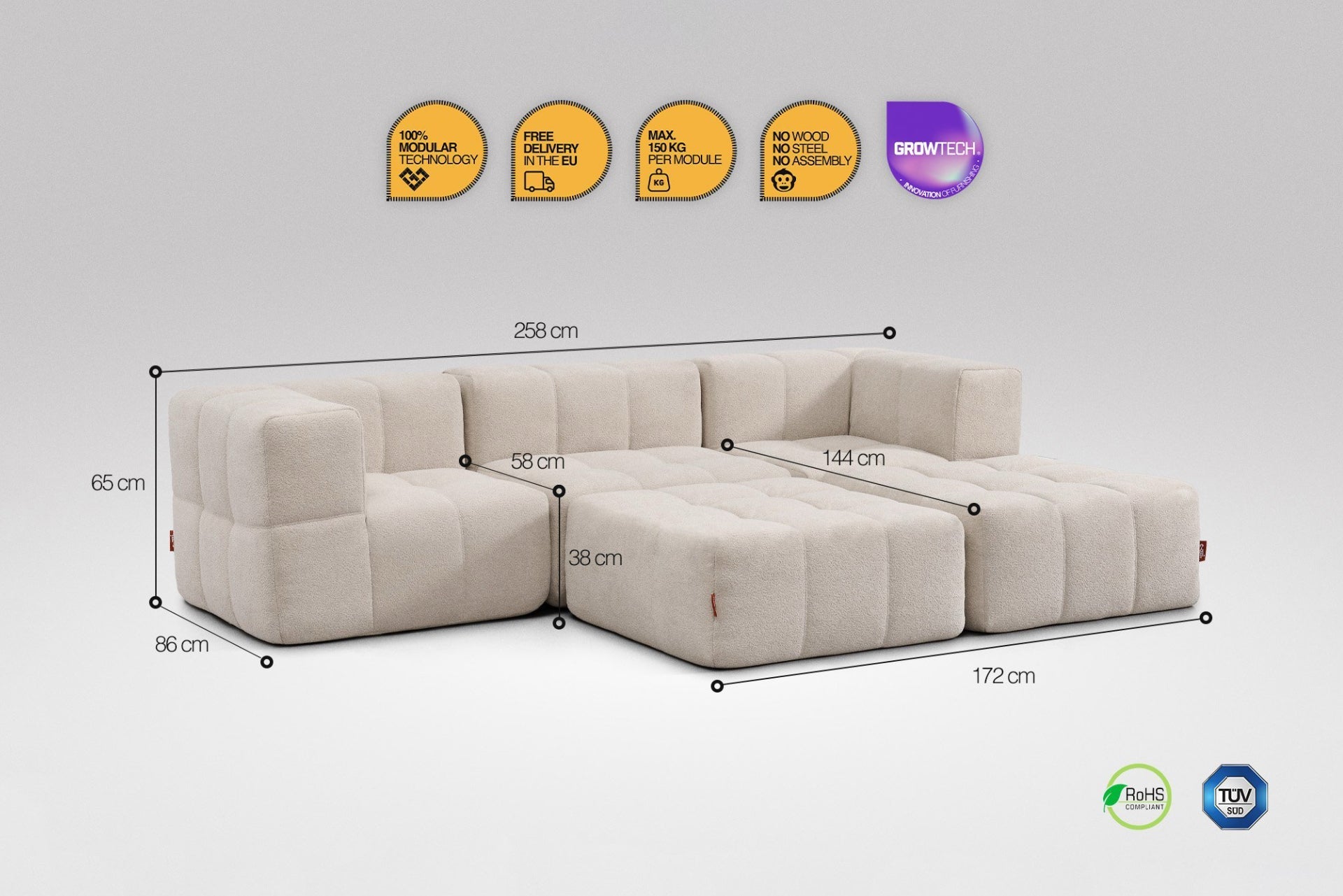 5 Teiliges Modulares Sofa – Beige by Eeazi