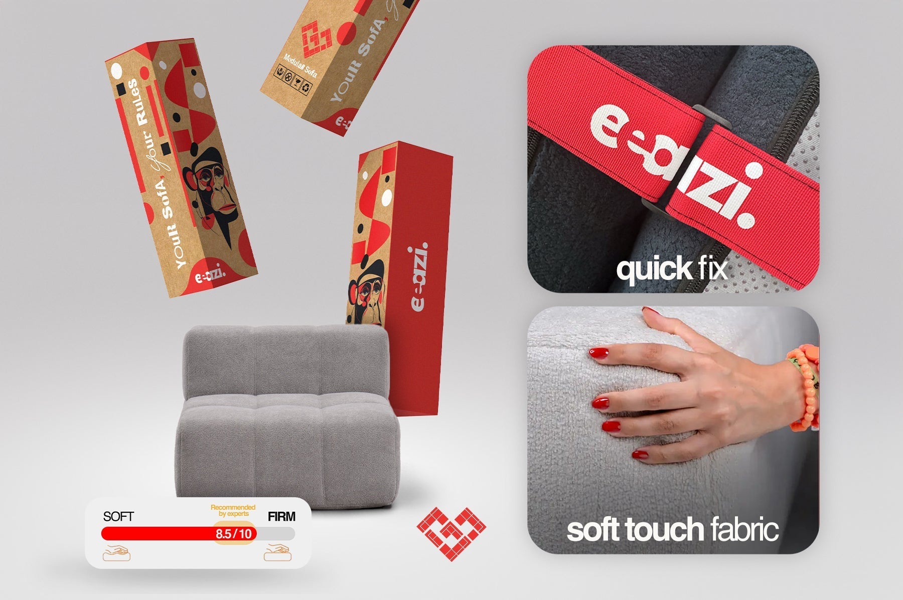 4 Teiliges Modulares Sofa – Beige by Eeazi