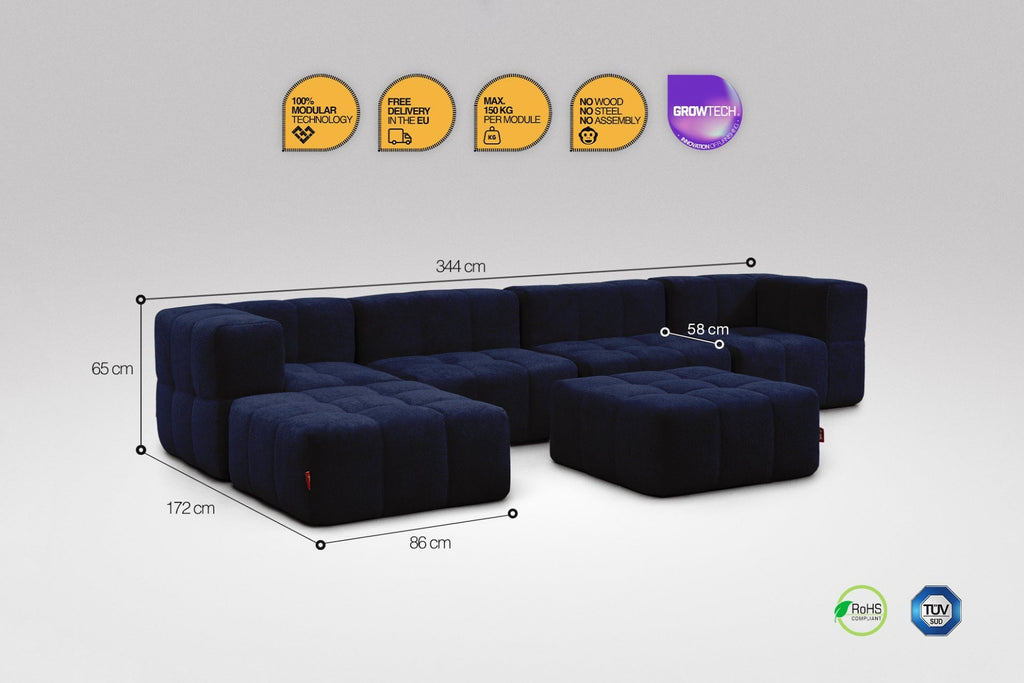 6 Teiliges Modulares Sofa – Blau by Eeazi