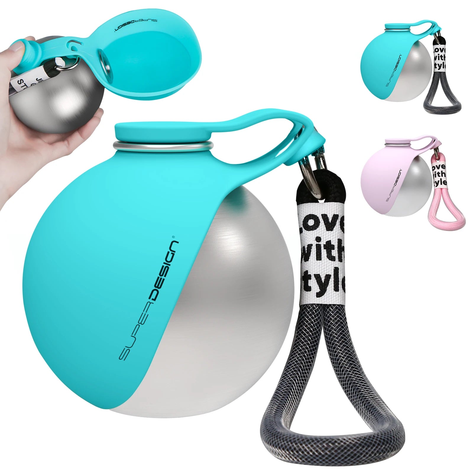 2-in-1 Portable Dog Water Bottle for Small Dogs - Leak-Proof & Compact Dog Travel Water Bottle -Stainless Steel Bottle & Silicon by HARMONYA STORE