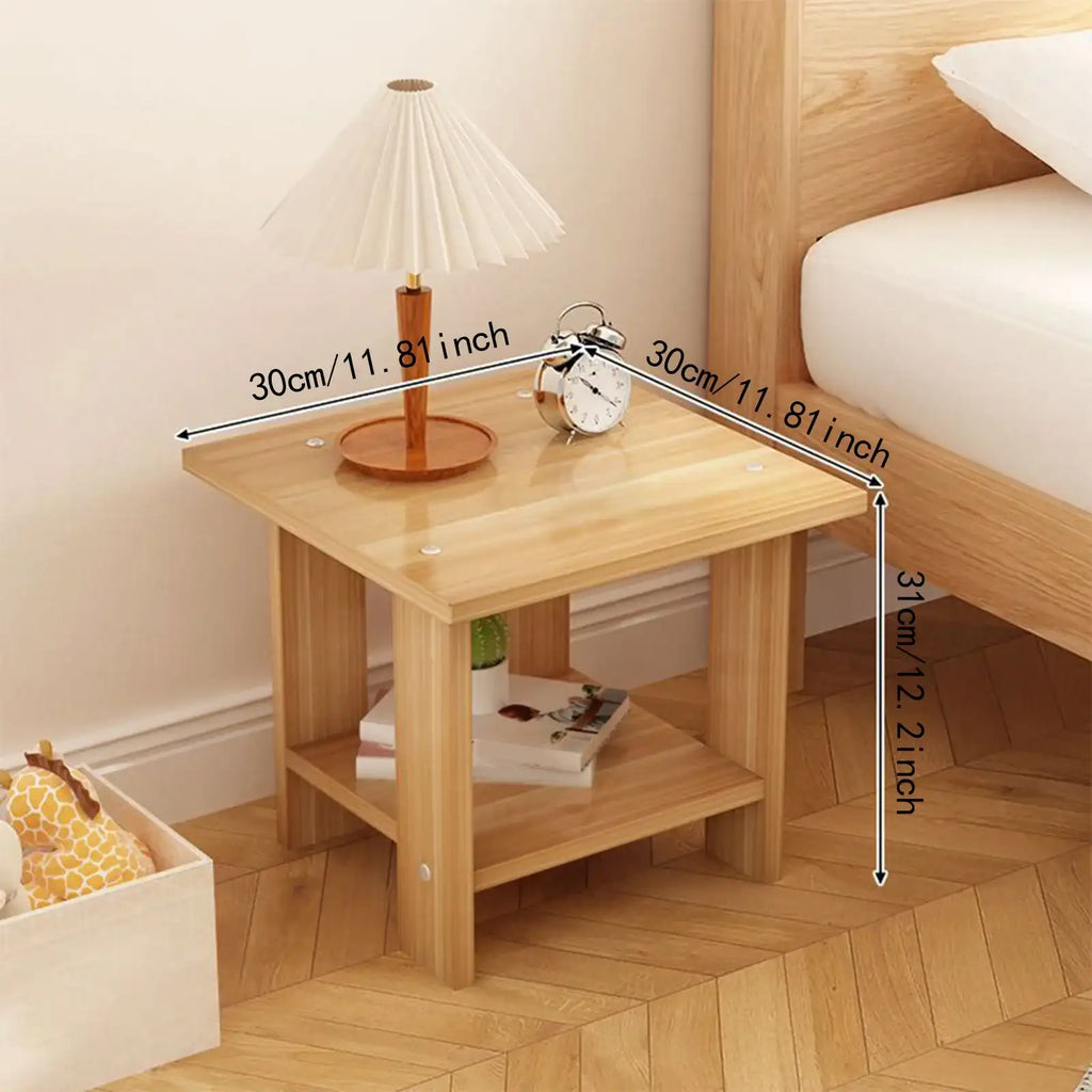 Wooden Double Layers Bedside Table Simple Solid Nightstands Night Table For Table Sofa Side Table Home Living Room Bedroom Furni by DSERS