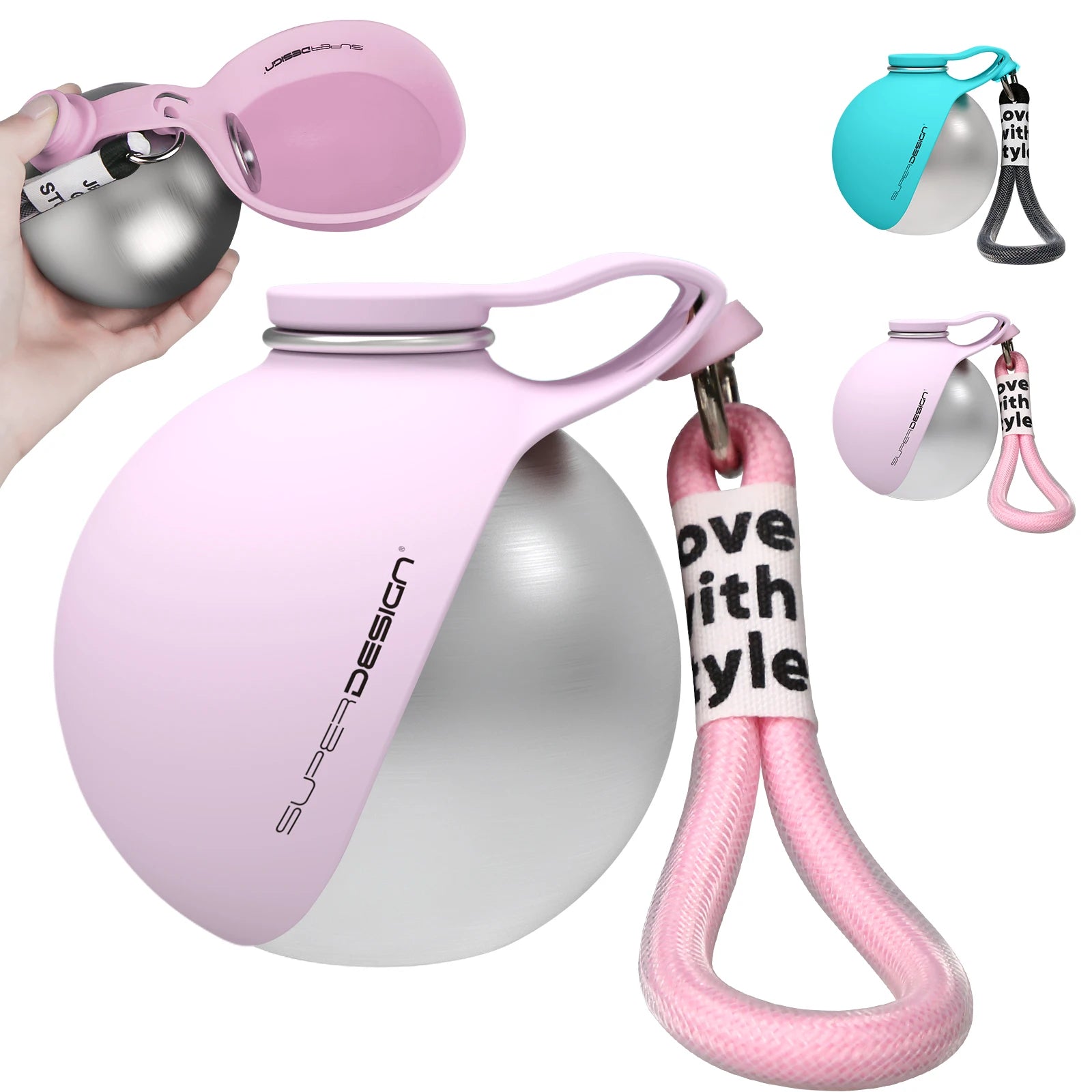 2-in-1 Portable Dog Water Bottle for Small Dogs - Leak-Proof & Compact Dog Travel Water Bottle -Stainless Steel Bottle & Silicon by HARMONYA STORE