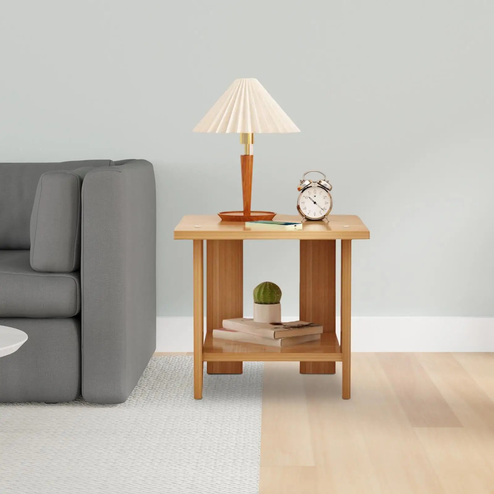 Wooden Double Layers Bedside Table Simple Solid Nightstands Night Table For Table Sofa Side Table Home Living Room Bedroom Furni by HARMONYA STORE