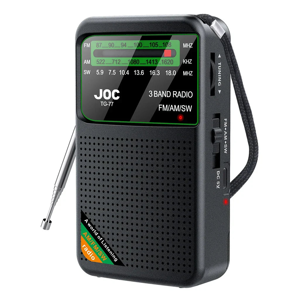 Battery-Operated Pocket Radio with AM/FM/SW Full Band Reception by OBA