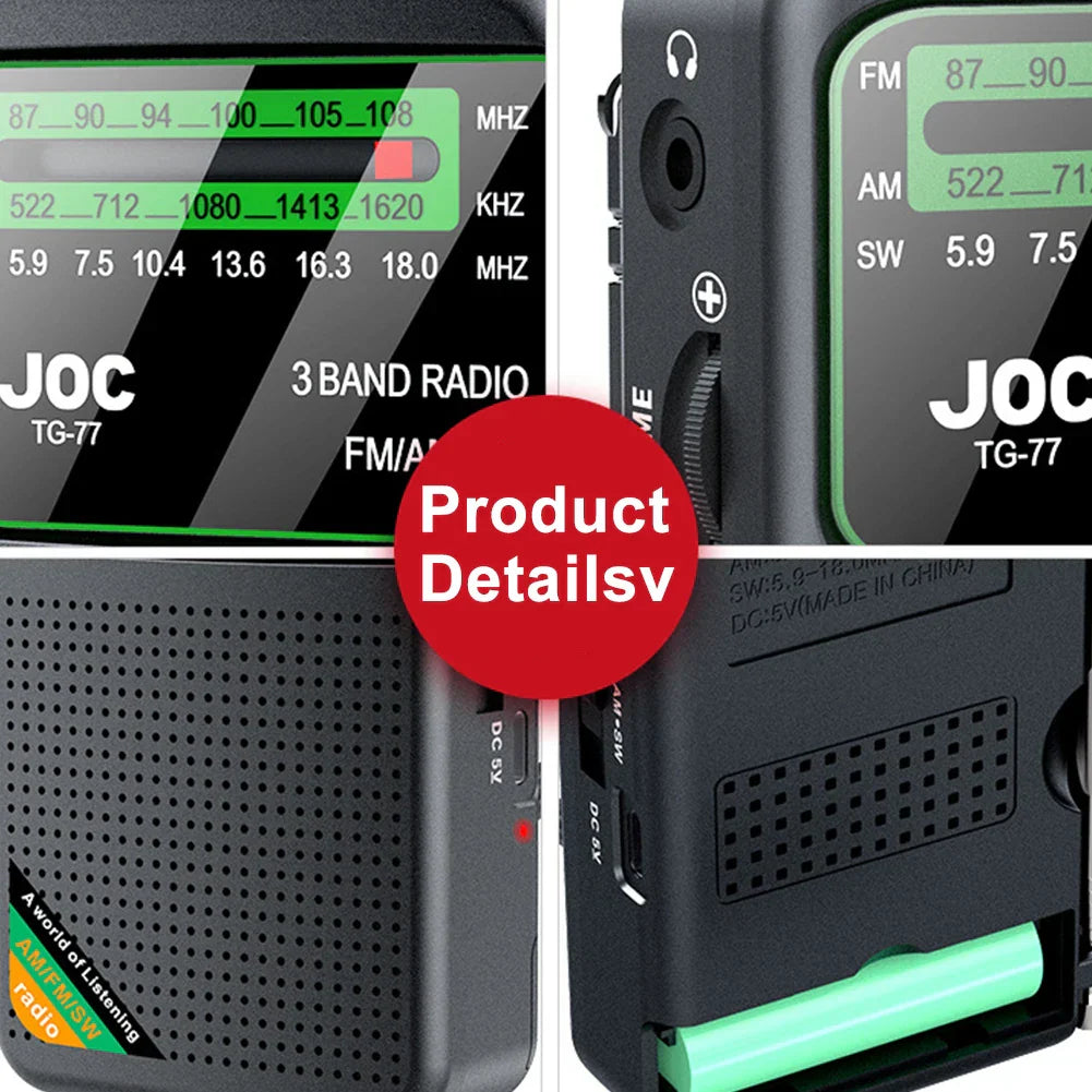 Battery-Operated Pocket Radio with AM/FM/SW Full Band Reception by OBA