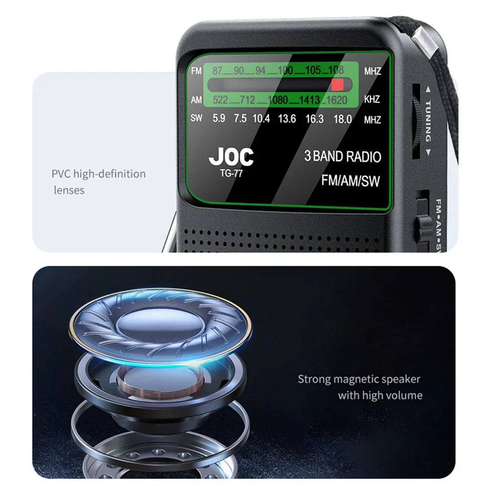 Battery-Operated Pocket Radio with AM/FM/SW Full Band Reception by OBA