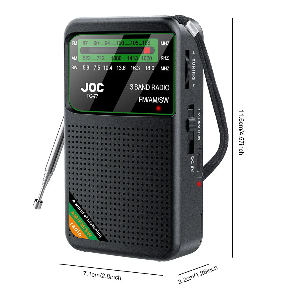Battery-Operated Pocket Radio with AM/FM/SW Full Band Reception by OBA