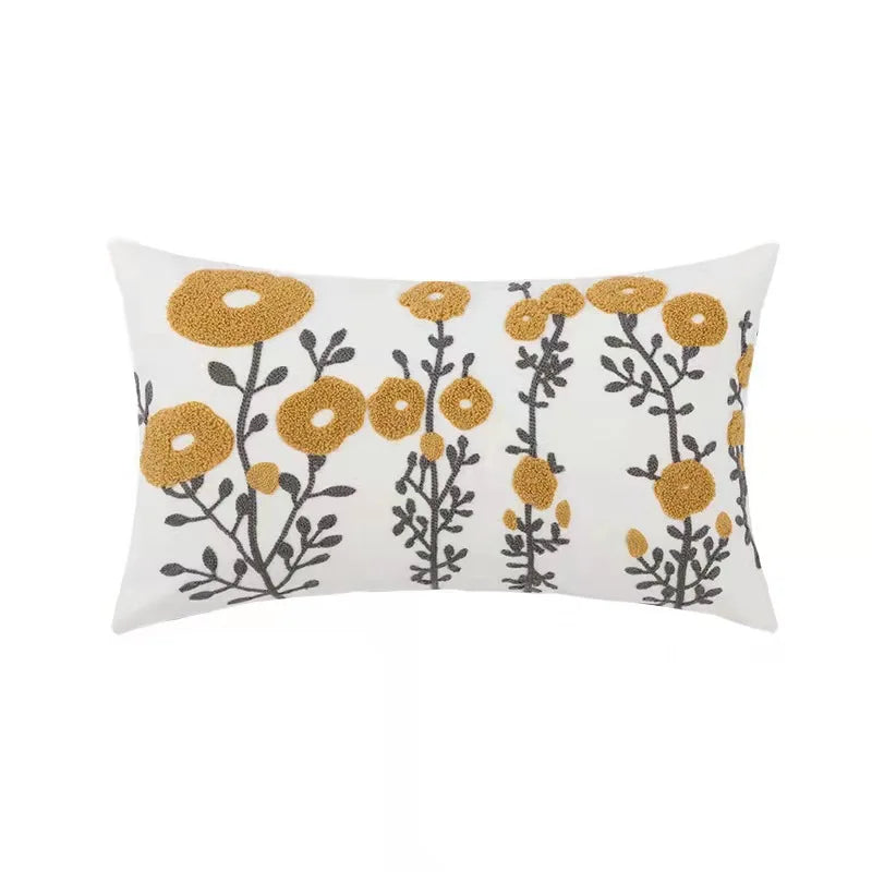 Home Decor Cushion Cover Daisy Floral Geometric 45x45cm/30x50cm Yellow Blue Embroidery Pillow Cover Soft Cozy for living room by HARMONYA STORE