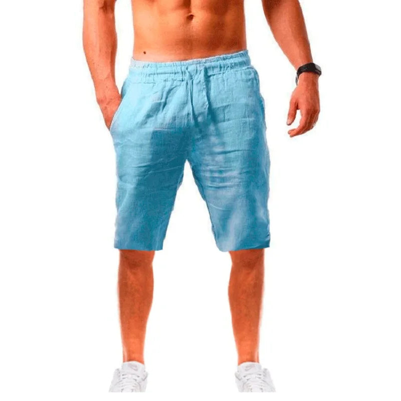New Men's Cotton Linen Shorts Pants Male Summer Breathable Solid Color Linen Trousers Fitness Streetwear S-3XL by HARMONYA STORE