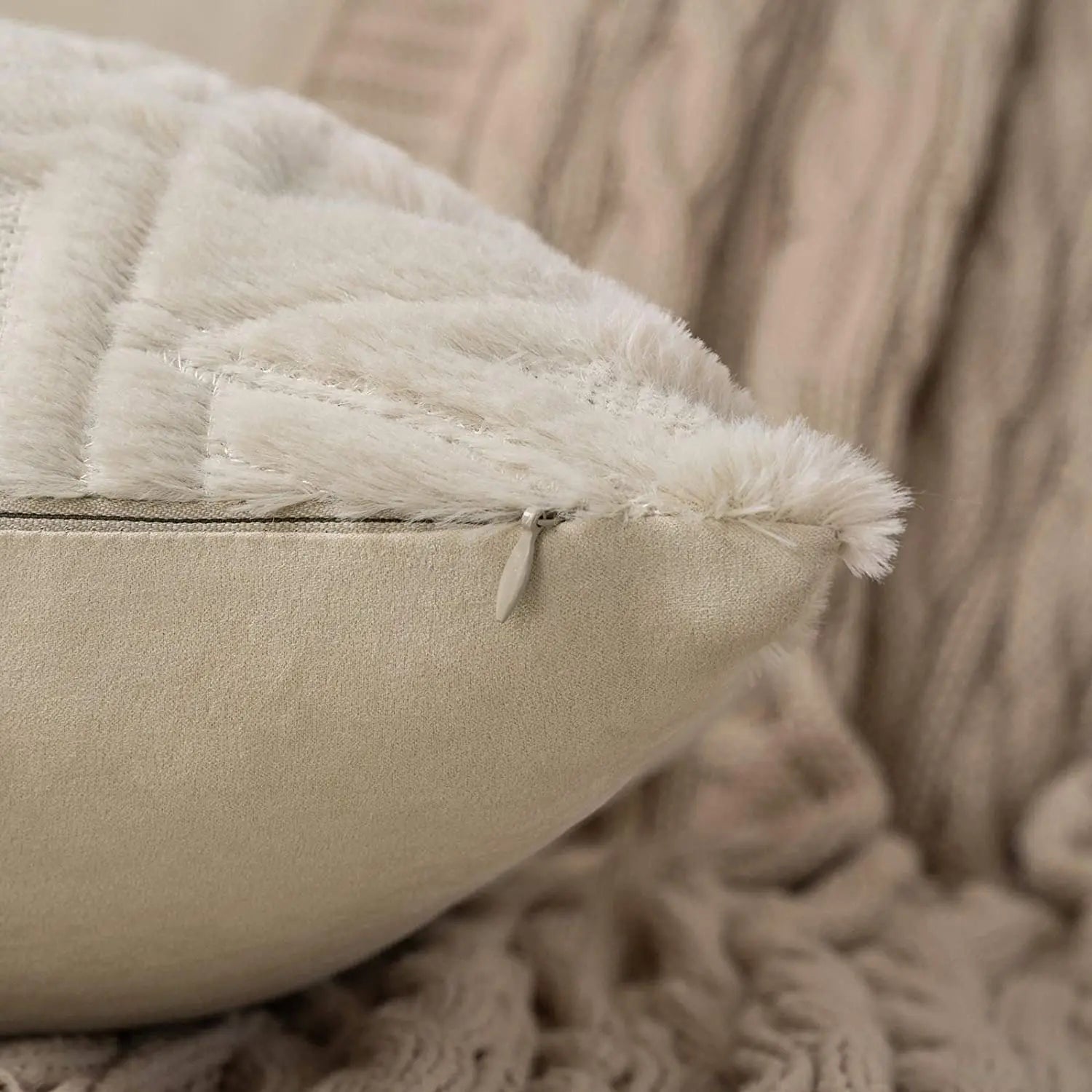 Plush Embroidered Cushion Cover 50x50cm/60x60 Faux Fur Soft Square Case Nordic Sofa Throw Pillow Cover Bedroom Home Decor by HARMONYA STORE