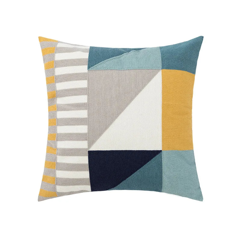 Home Decor Cushion Cover Daisy Floral Geometric 45x45cm/30x50cm Yellow Blue Embroidery Pillow Cover Soft Cozy for living room by HARMONYA STORE