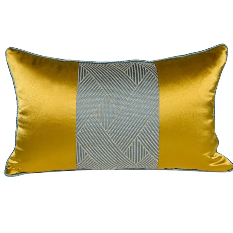 Gold Pillows Waist Cushion Case 30x50 Decorative Pillow Cover For Sofa Modern Luxury Elegant Art Throw Living Room Home Decorate by HARMONYA STORE