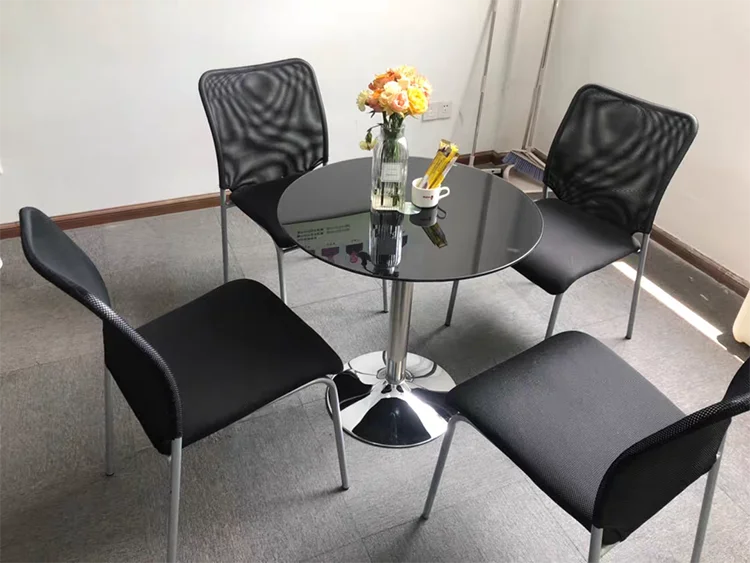 TieHo,Tempered Glass Round Table for Small Apartment, Coffee Table, Dining Table, Transparent Glass Countertop, Office Furniture by HARMONYA STORE