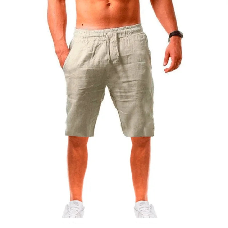 New Men's Cotton Linen Shorts Pants Male Summer Breathable Solid Color Linen Trousers Fitness Streetwear S-3XL by HARMONYA STORE