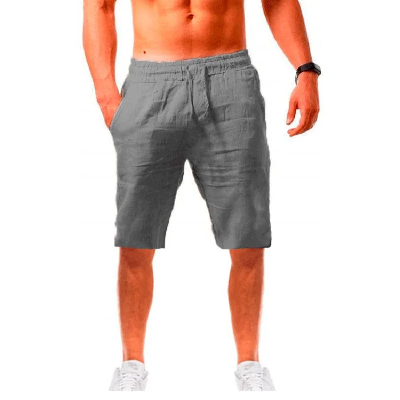 New Men's Cotton Linen Shorts Pants Male Summer Breathable Solid Color Linen Trousers Fitness Streetwear S-3XL by HARMONYA STORE