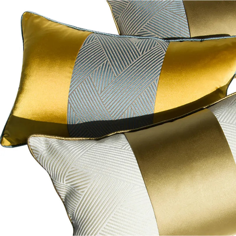 Gold Pillows Waist Cushion Case 30x50 Decorative Pillow Cover For Sofa Modern Luxury Elegant Art Throw Living Room Home Decorate by HARMONYA STORE