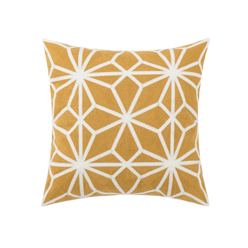 Home Decor Cushion Cover Daisy Floral Geometric 45x45cm/30x50cm Yellow Blue Embroidery Pillow Cover Soft Cozy for living room by HARMONYA STORE