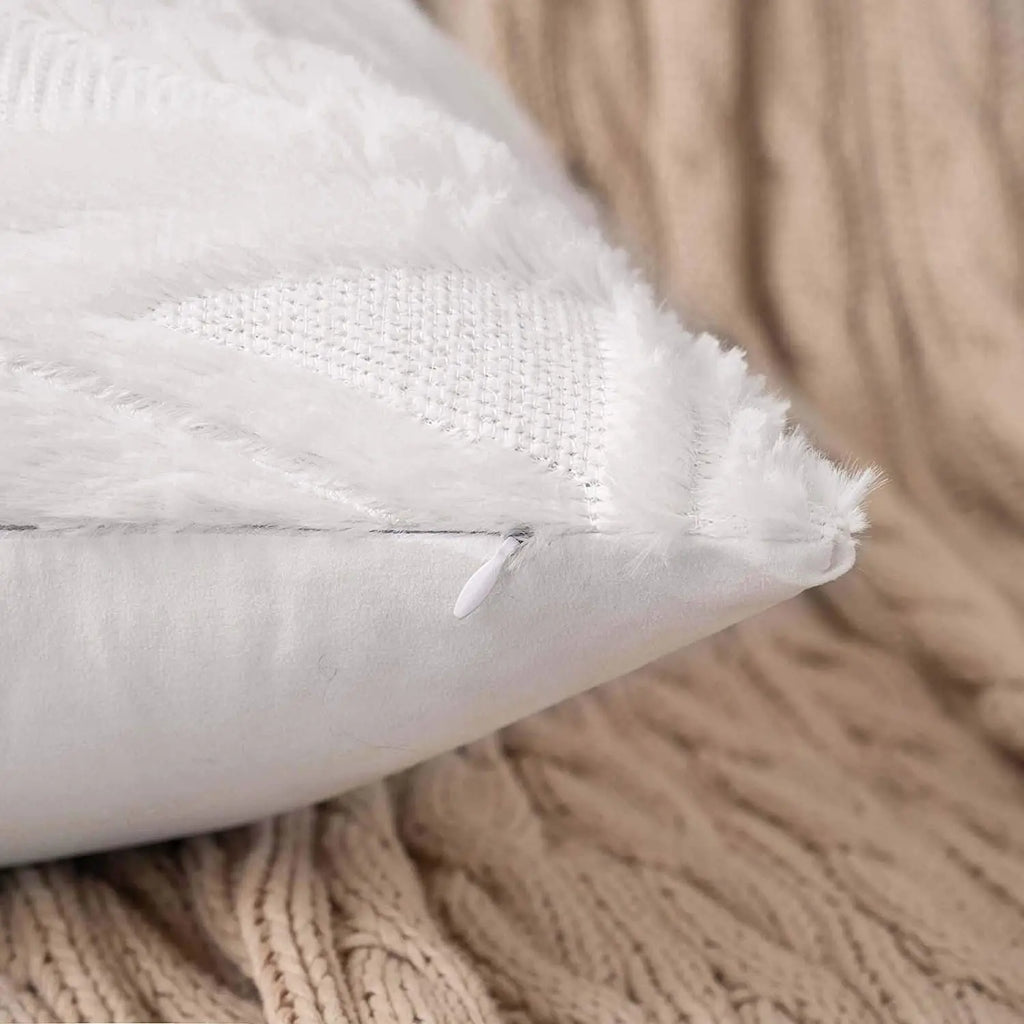 Plush Embroidered Cushion Cover 50x50cm/60x60 Faux Fur Soft Square Case Nordic Sofa Throw Pillow Cover Bedroom Home Decor by HARMONYA STORE