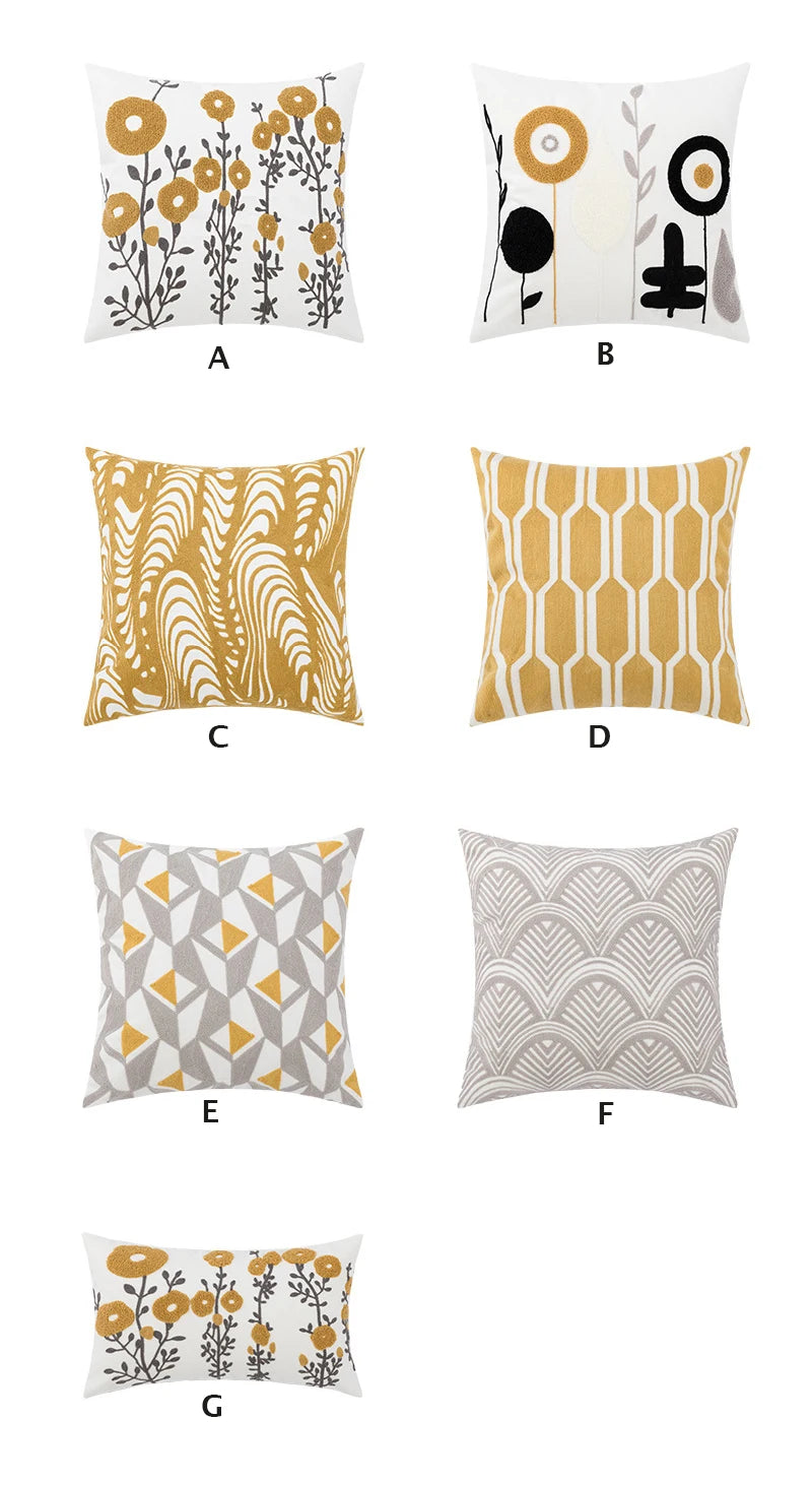 Home Decor Cushion Cover Daisy Floral Geometric 45x45cm/30x50cm Yellow Blue Embroidery Pillow Cover Soft Cozy for living room by HARMONYA STORE