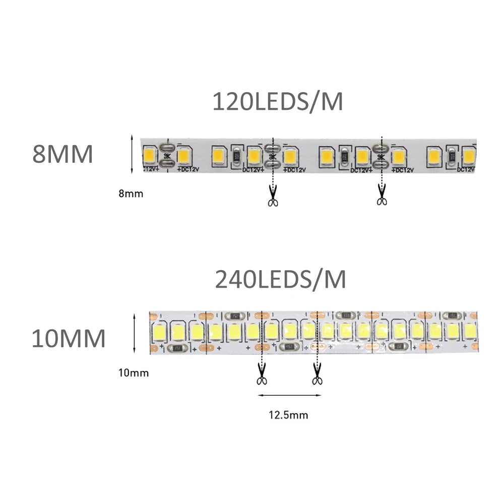 12V LED Strip SMD 2835 1M 2M 3M 4M 5M LED Stripe Tape Light 120LED/M 240LED/M Warm White Flexible Strip Ribbon Home Decor Light by HARMONYA STORE