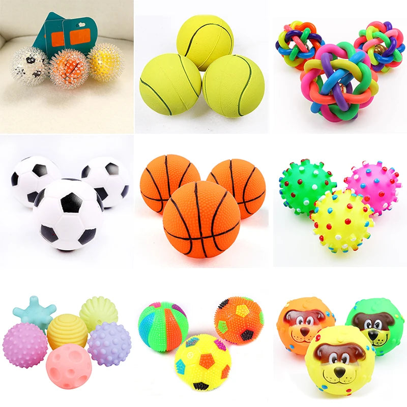 1pcs Diameter 6cm Squeaky Pet Dog Ball Toys for Small Dogs Rubber Chew Puppy Toy Dog Stuff Dogs Toys Pets brinquedo cachorro by HARMONYA STORE