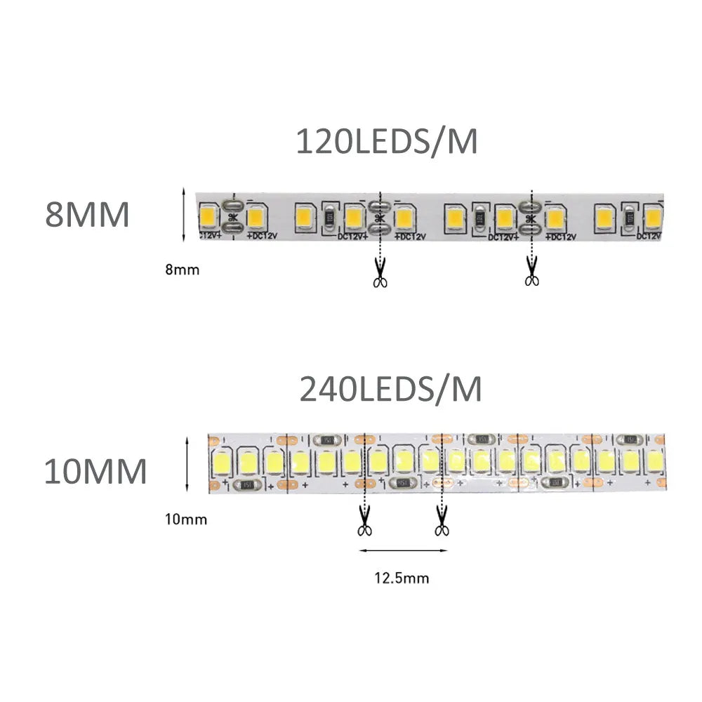 12V LED Strip SMD 2835 1M 2M 3M 4M 5M LED Stripe Tape Light 120LED/M 240LED/M Warm White Flexible Strip Ribbon Home Decor Light by HARMONYA STORE