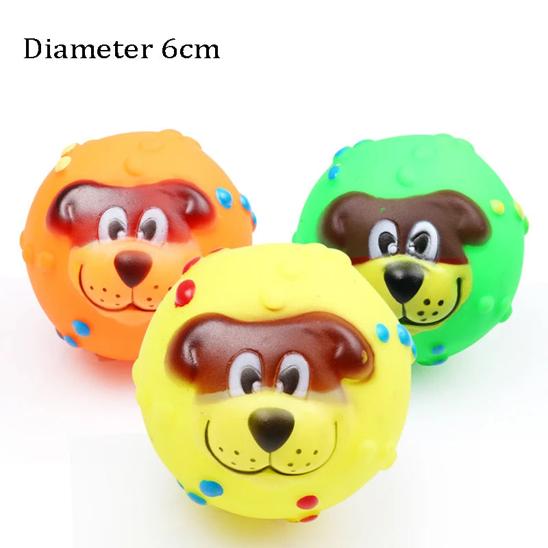 1pcs Diameter 6cm Squeaky Pet Dog Ball Toys for Small Dogs Rubber Chew Puppy Toy Dog Stuff Dogs Toys Pets brinquedo cachorro by HARMONYA STORE
