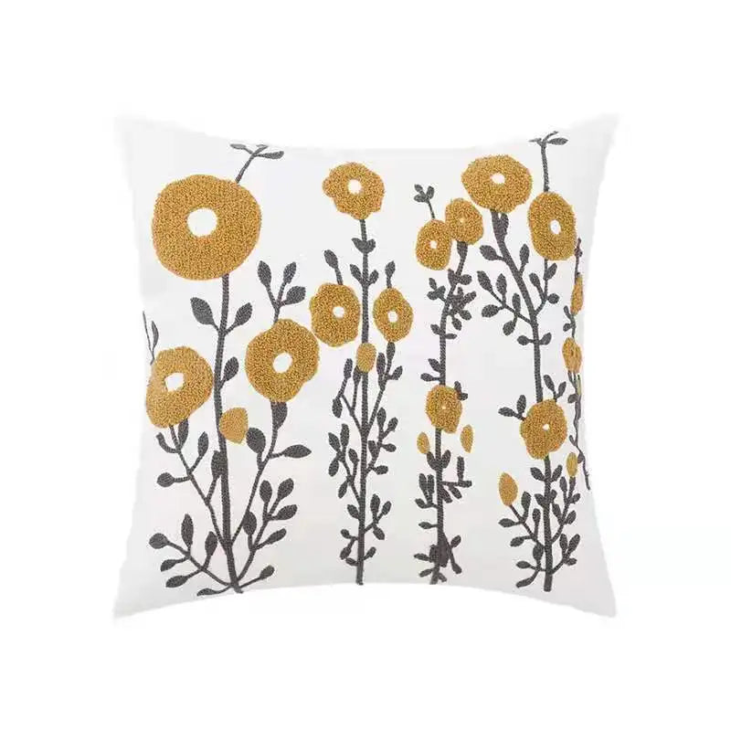 Home Decor Cushion Cover Daisy Floral Geometric 45x45cm/30x50cm Yellow Blue Embroidery Pillow Cover Soft Cozy for living room by HARMONYA STORE