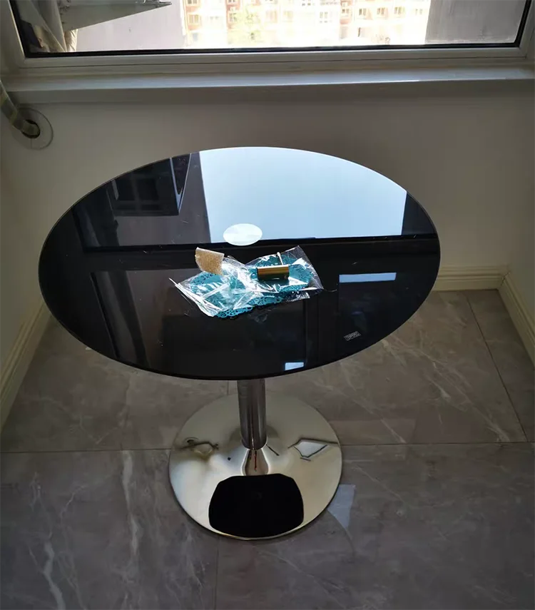 TieHo,Tempered Glass Round Table for Small Apartment, Coffee Table, Dining Table, Transparent Glass Countertop, Office Furniture by HARMONYA STORE