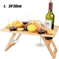 Outdoor Portable Picnic Camping Wooden Table Foldable Camping Desk with Glass Rack Fruit Wine Desk Travel Foldable Fruit Table by HARMONYA STORE