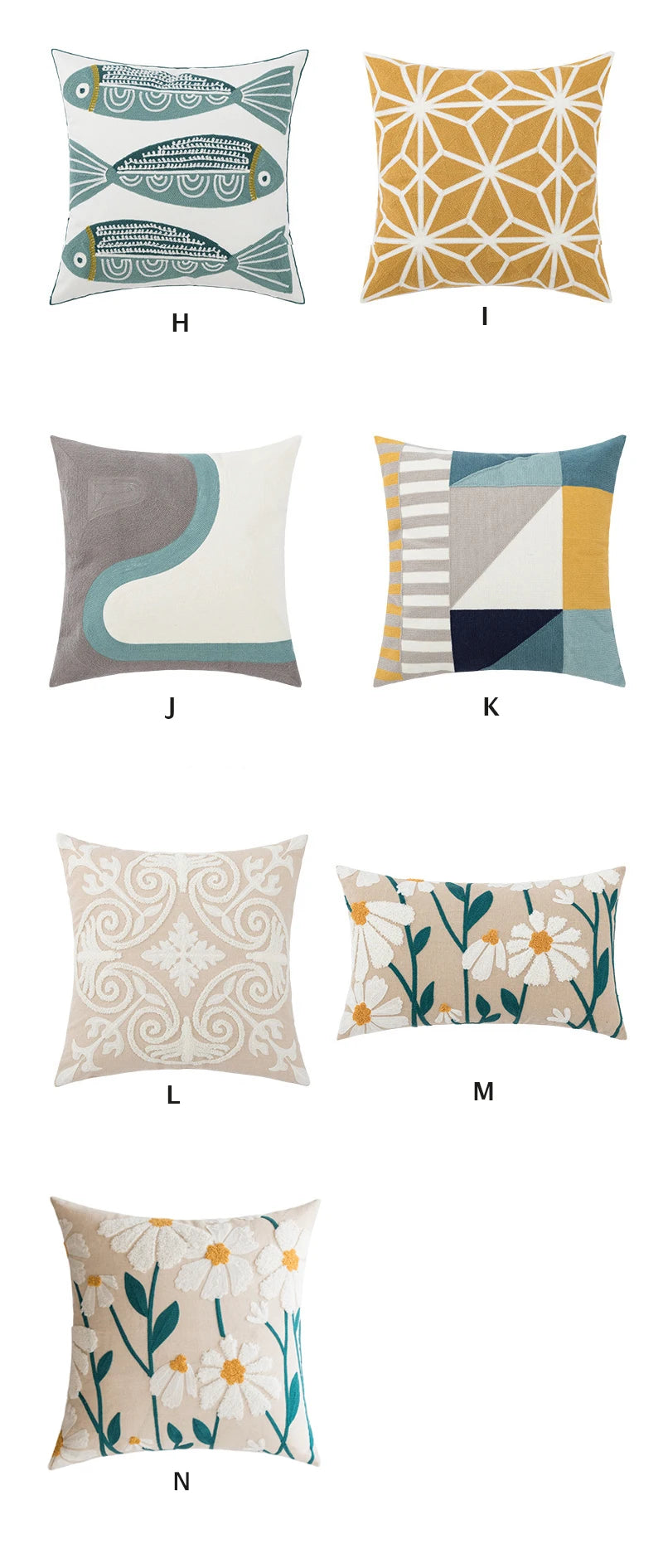Home Decor Cushion Cover Daisy Floral Geometric 45x45cm/30x50cm Yellow Blue Embroidery Pillow Cover Soft Cozy for living room by HARMONYA STORE
