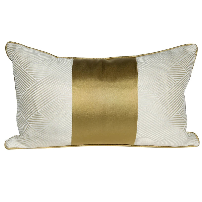 Gold Pillows Waist Cushion Case 30x50 Decorative Pillow Cover For Sofa Modern Luxury Elegant Art Throw Living Room Home Decorate by HARMONYA STORE
