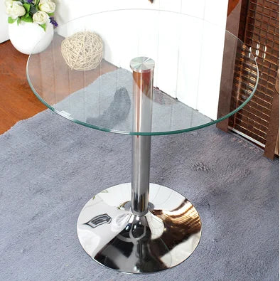 TieHo,Tempered Glass Round Table for Small Apartment, Coffee Table, Dining Table, Transparent Glass Countertop, Office Furniture by HARMONYA STORE