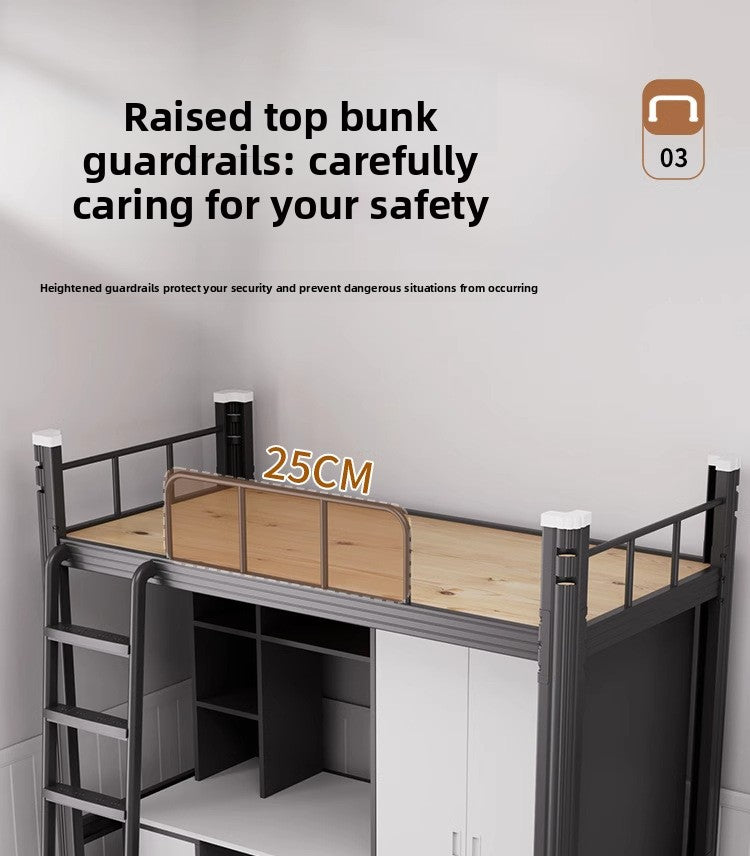 Upper Bed Lower Table Combined Bed College Dormitory Elevated Bed Small Apartment Household Wrought Iron Bed Apartment Bed by HARMONYA STORE