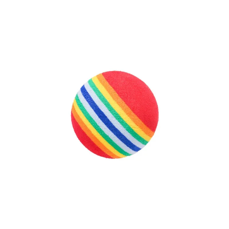 Rainbow EVA Cat Toys Ball Interactive Cat Dog Play Chewing Rattle Scratch EVA Ball Training Balls Pet Toys Supplies by HARMONYA STORE