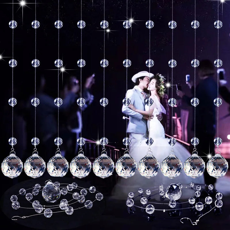 10 Strings Acrylic Bead Curtain Wedding Arrangement Crystal Decoration Home Decorate Pendant Window Stage Crystal Pendant by HARMONYA STORE
