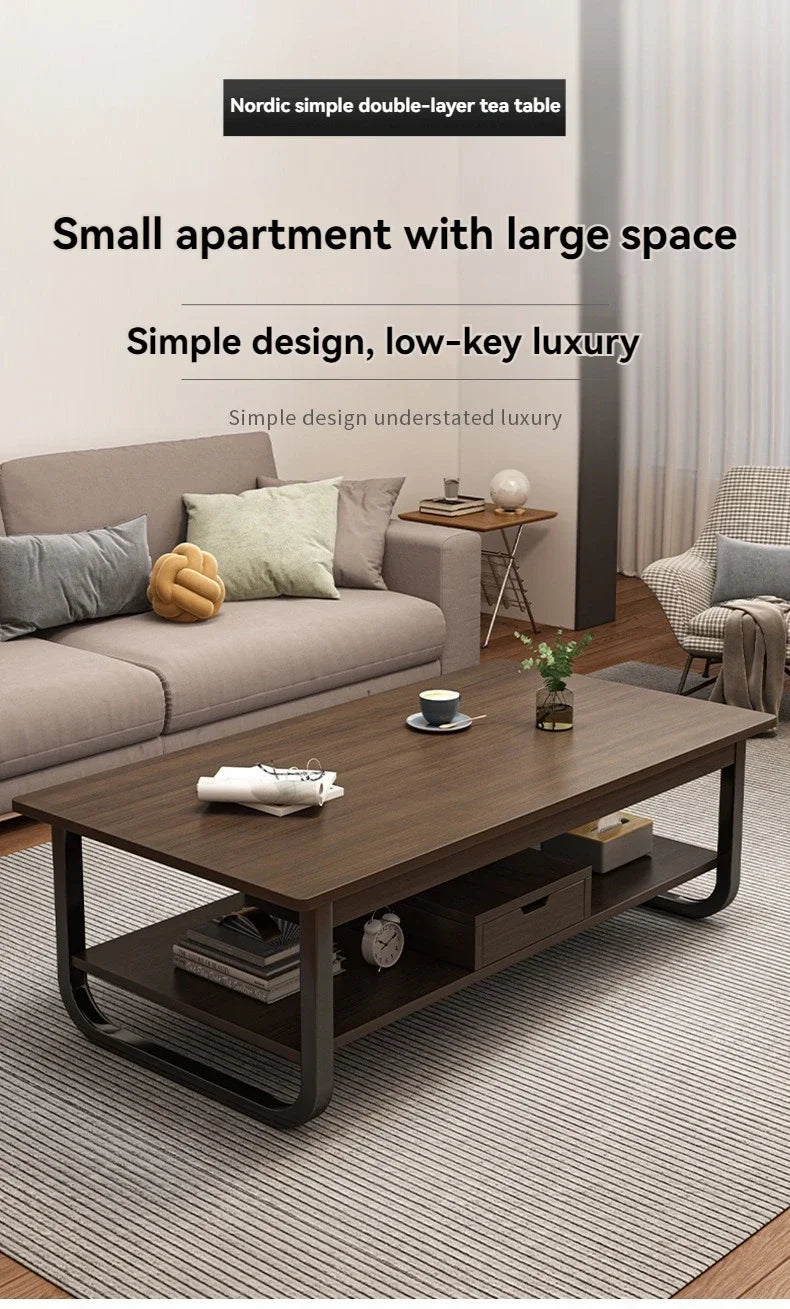 Modern minimalist coffee table, small apartment, living room, sofa, nearby balcony, tea table, rental room, rectangular tea tabl by HARMONYA STORE