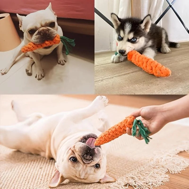 1pc Pet Knot Toy for Dog and Cat Carrot Shape Dog Chew Toys Cotton Rope Toys for Indoor Dogs Cat Toys Dog Accessories by HARMONYA STORE