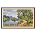 Amishop Riverside Scenery, Counted Cross Stitch Kit, Oak, Trees, DIY, Embroidery, Home Decorate, Needlework, Oven720 by HARMONYA STORE