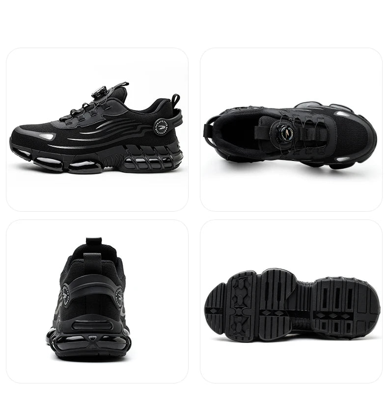 Rotating Button New Safety Shoes Men Anti-smash Anti-puncture Work Shoes Fashion Men Sport Shoes Security Protective Boots Men by HARMONYA STORE