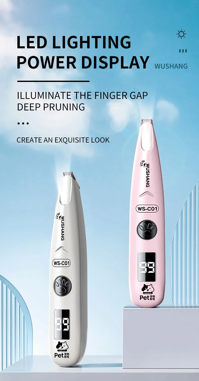 Pet Dog Electric Groomer Trimmer with LED Light Waterproof Pet Foot Hair Trimmer Low Noise Cat Dog Face Foot Ear Hip Paw Shaver by HARMONYA STORE