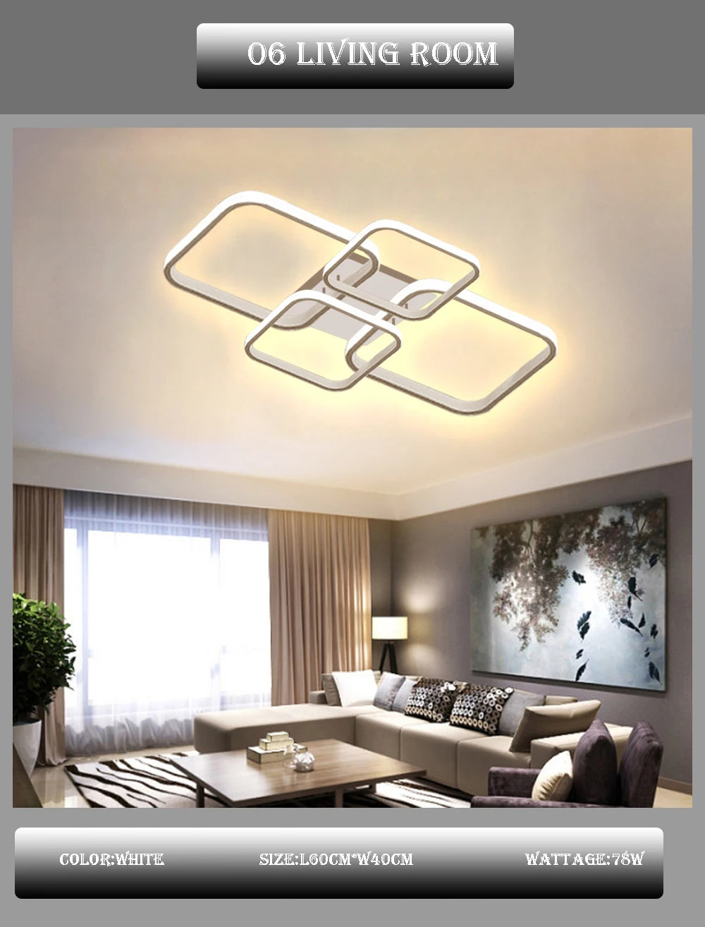 Nordic LED Ceiling Lamp Square Aluminium Balck White Home Decor For Living Room Bedroom Restaurant Indoor Lighting Fixtures by HARMONYA STORE