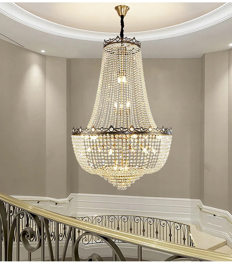 Luxury Crystal Chandeliers Lustre Duplex Loft Home Decorate Ceiling Chandelier Pendant Lights for Living Dining Room Żyrandol by HARMONYA STORE