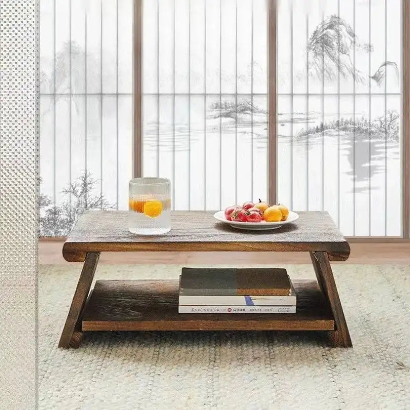 Solid Wood Tatami Bay Window Small Table Tea Table Japanese Style Balcony Table Tea Tables Home Small Tea Tables Folding Tables by DSERS