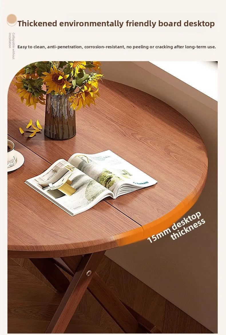Sturdy Folding Dining Table - No Assembly Needed, Strong Stable Desk for Kitchen, Study & Office, round dining table,small table by HARMONYA STORE