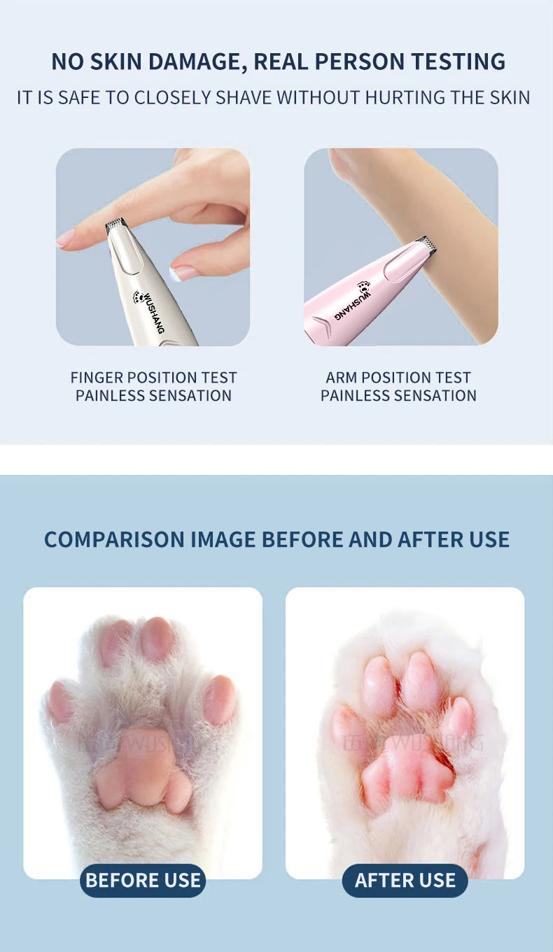 Pet Dog Electric Groomer Trimmer with LED Light Waterproof Pet Foot Hair Trimmer Low Noise Cat Dog Face Foot Ear Hip Paw Shaver by HARMONYA STORE