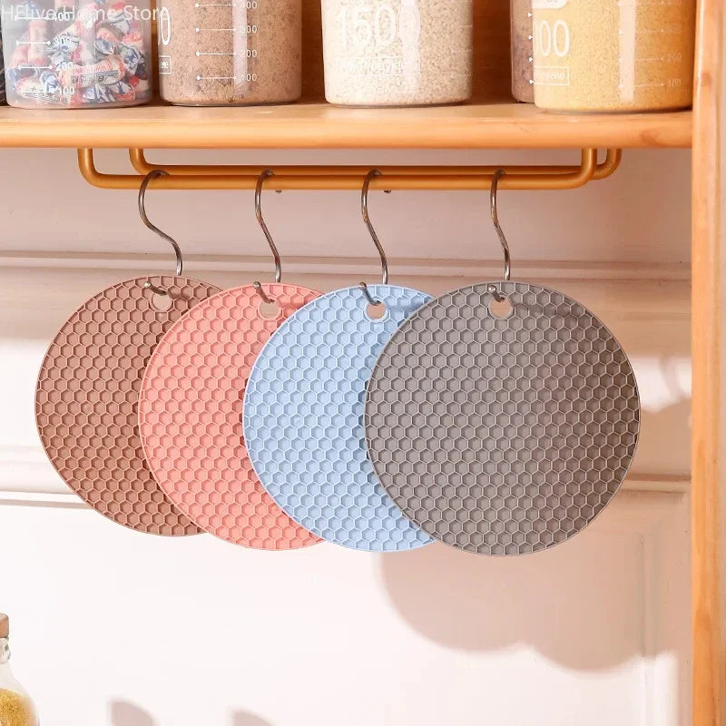Table mat tool multifunctional kitchen silicone tableware mat, round anti slip and heat-resistant coffee cup coaster, pot holder by HARMONYA STORE