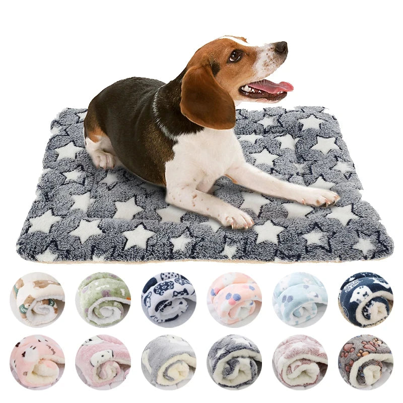 Flannel Pet Sleeping Mat Dog Bed Cat Litter Puppy Bed Dog Sofa Lovely Mattress Cushion for Small Large Dog Blanket For Winter by HARMONYA STORE